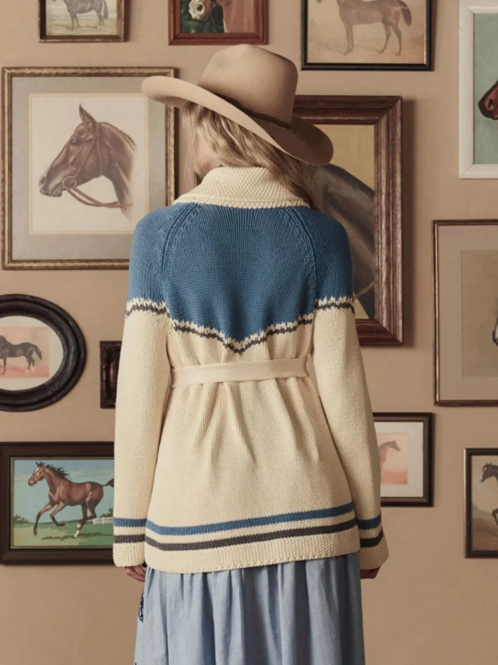 The Western Riding Cardigan Sweater ~ Robin Blue - Picture 3 of 5